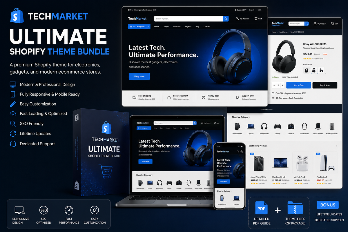 TechMarket Ultimate Shopify Theme Bundle